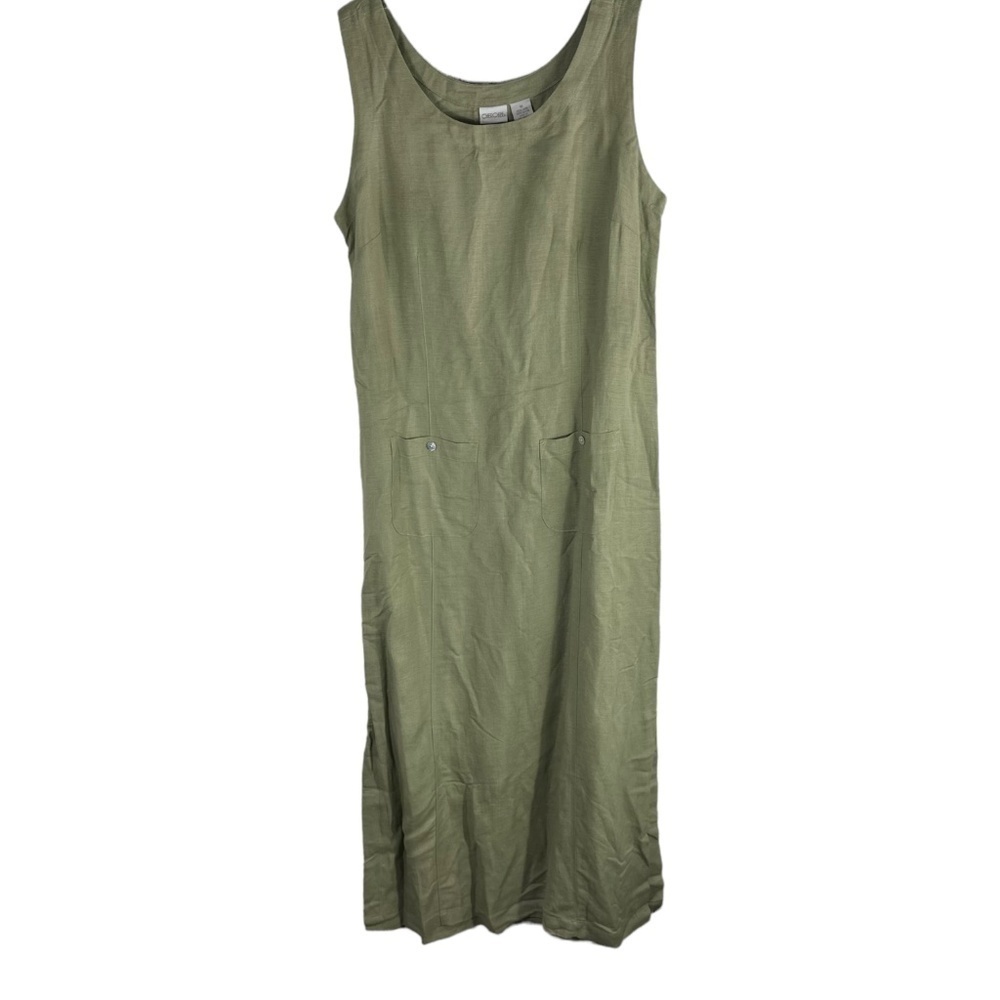 Cherokee Vintage Linen Cotton Maxi Sleeveless Summer Dress SZ M